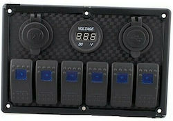 Eval Boat Switch with Panels Panel with 6 Plastic Switches