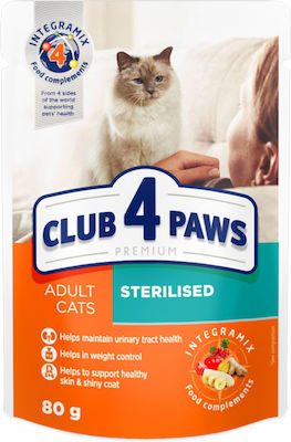 Club 4 Paws Wet Food for Neutered Adult Cat in Pouch with Chicken 80gr