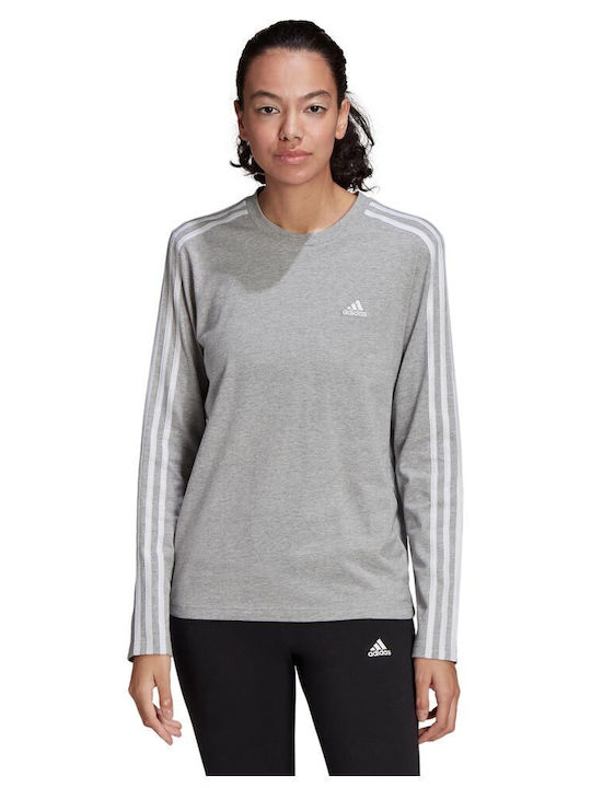 adidas Essentials 3 Stripes Блуза Средносив Меланж / Бял