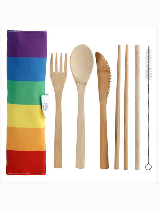 8-Piece Brown Cutlery Set Rainbow Eco