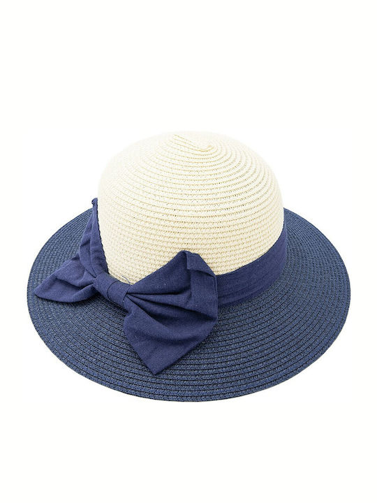 Aquablue Wicker Women's Floppy Hat Navy Blue