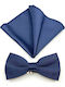Legend Accessories Silk Bow Tie Set with Pochette Navy Blue Legend
