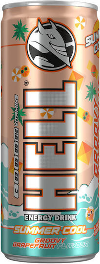 Hell Summer Cool Sun Smiles Energy-Drink Erdbeere & Rhabarber mit Kohlensäure in Kiste 250ml