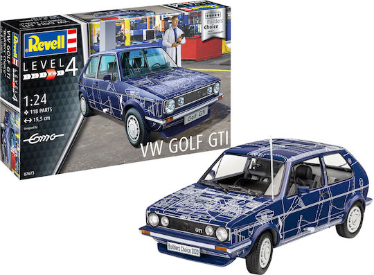 Revell Volkswagen Collection Golf Gti Builders Choice Modeling Figure Car Blue 118 Pieces in Scale 1:24