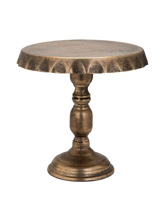 JK Home Decoration Τουρτιέρα Μεταλλική με Πόδι Χρυσή 30x30x32.5εκ.