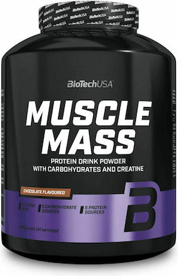 Biotech USA Muscle Mass Drink Powder with Carbohydrates & Creatine Protein Lactose Free Chocolate 2.27kg