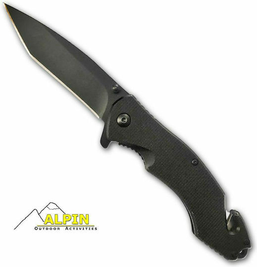 Alpin Tactical Series Outdoor Black Survival Pocket Knife with Sheath