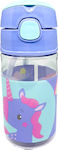 Fisher Price Πλαστικό Παγούρι με Καλαμάκι Unicorn σε Λιλά χρώμα 350ml