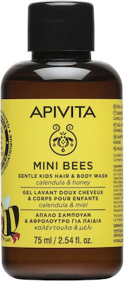 Apivita Hypoallergenic Kids' Bubble Bath & Shampoo Mini Bees with Calendula / Honey in Gel Form 75ml