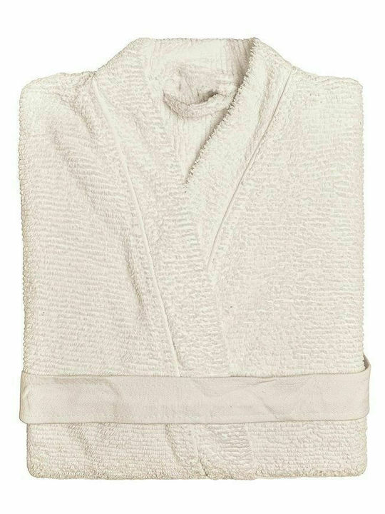 Sorema Ribbon Kimono Women's Collar Bathrobe Εκρού