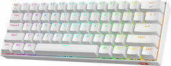 Redragon K530 Draconic Ασύρματο Gaming Μηχανικό Πληκτρολόγιο 60% με Custom Brown διακόπτες και RGB φωτισμό (Αγγλικό US) Λευκό