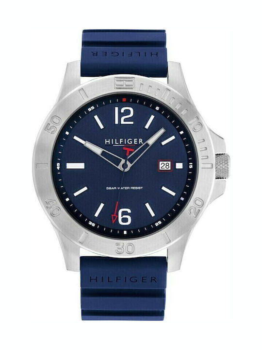 Tommy Hilfiger Ryan Ανδρικό Ρολόι 46mm Μπαταρίας με Μπλε Καουτσούκ Λουράκι