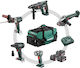 Metabo 685210000 Set Angle Wheel & Impact Drill Driver & Impact Driver & Hammer & Lens 18V with 2 Batteries 4Ah and Case