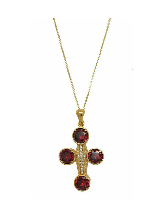 Women's Cross from Gold Plated Silver with Chain