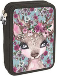 Back Me Up Fabric Prefilled Pencil Case Deer with 2 Compartments Multicolour