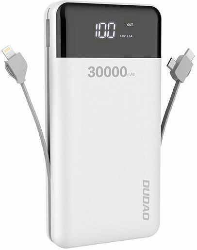 Dudao K1Max Power Bank 30000mAh с 2 USB-A порта Бял
