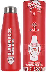 Estia Olympiacos B.C. Official Sticlă Termos Oțel inoxidabil Fără BPA Roșu 500ml