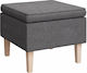 Stool Footstool Upholstered with Fabric Light grey 55x54.5x42cm