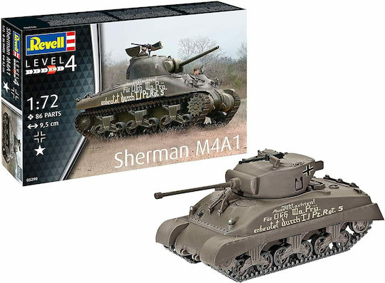 Revell Sherman M4A1 Фигура за Моделизъм Резервоар 86 Части в Мащаб 1:72