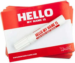 Montana Sticky Memo Pads Cube Red 12.5x9.5cm Hello My Name Is with Permanent Black Marker