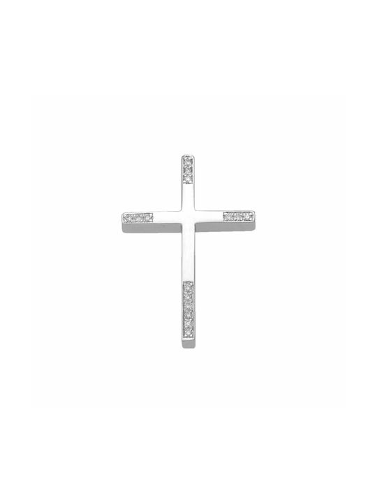 18K White Gold Cross with Diamonds DC125