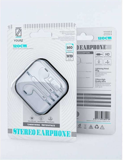Yourz Earbuds Handsfree with Lightning Connector White