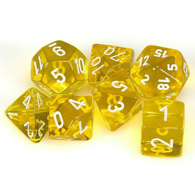 Chessex Dungeons & Dragons Translucent Polyhedral 7-Die Set Dice Yellow/white