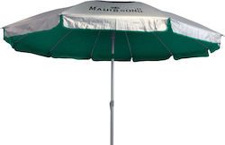 Maui & Sons Foldable Beach Umbrella Aluminum Diameter 2.2m with UV Protection and Air Vent Dark Green