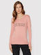 Guess Women's Long Sleeve Pullover with V Neck Pink