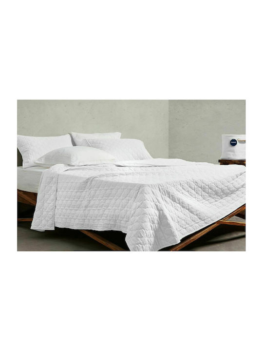 Cannon Stonewashed Set Coverlet Queen Size White 240x250cm 3pcs