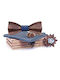 Legend Accessories Wooden Bow Tie Set - Cufflinks - Wristband - Wristband - lapel pin in wooden box WT-311 Brown