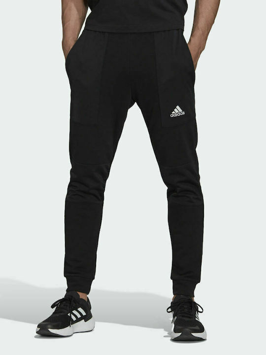 Adidas Essentials BrandLove Παντελόνι Φόρμας με Λάστιχο Μαύρο