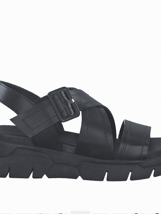 Marco Tozzi Women's Leather Ankle Strap Platforms Black 2-