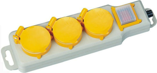 Entac ESE1.5G3-1.5-SW-IP44 Steckdosenleiste 3 Positionen mit Schalter und Kabel 1.5m Gray