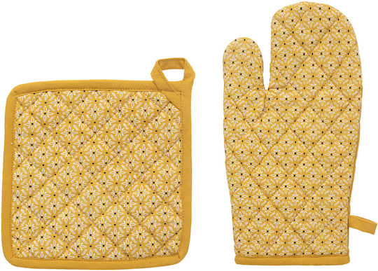 Ofenhandschuh und Topflappen-Set Stoff in Gelb Farbe 2Stück