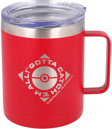 Stor Pokemon Ποτήρι Θερμός Ανοξείδωτο BPA Free 380ml Κόκκινο με Λαβή