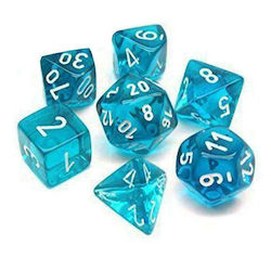 Chessex Dungeons & Dragons Translucent Teal/White Mini Polyhedral 7 Die Set Dice 7 Pieces Translucent Teal/White Mini Polyhedral