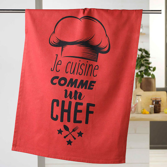 Chef Prosop de ceai din 100% Bumbac în Culoarea Roșu 50x70cm