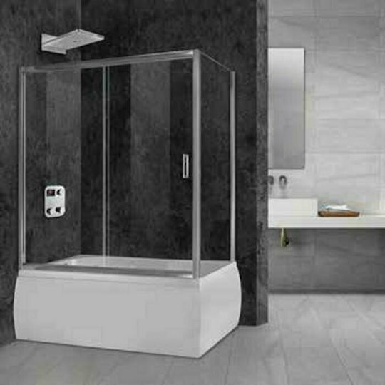 Aquarelle Bathtub 70 Кабинет Вана с Плъзгащи се Врата 160-165x90x145см Прозрачно стъкло Chrome