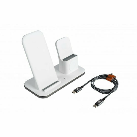 Xtorm с USB-C порт и кабел USB-C 20W Бял (3-in-1 Wireless Charging Base)