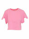 Only Women's Summer Crop Top Cotton Short Sleeve Sachet Pink