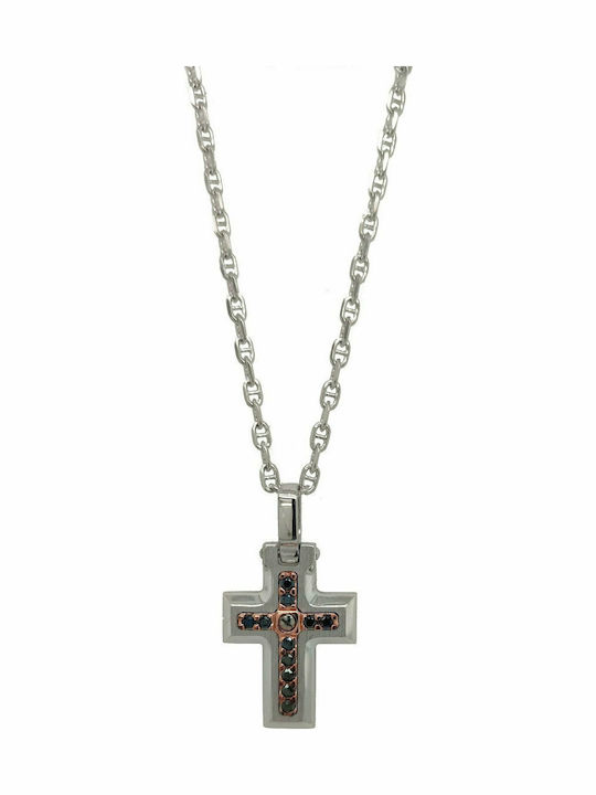 Rosso Amante Herren Kreuz aus Silber mit Kette Ego