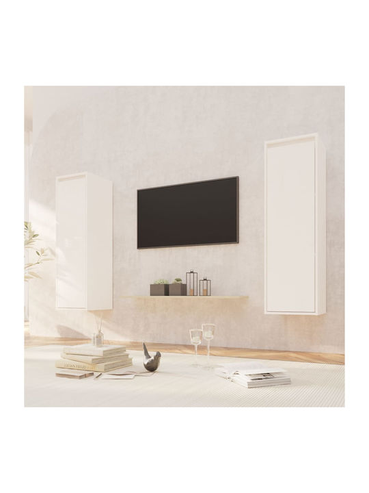 Wall Living Room Cabinet Made of Solid Wood Whi...