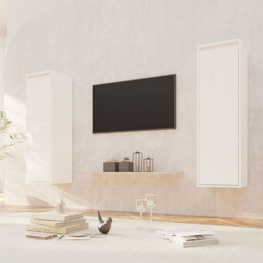 Hängeschrank fürs Wohnzimmer aus Massivholz Weiß 30x30x100 cm