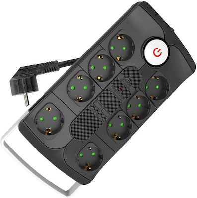 Entac 8-Outlet Power Strip with Surge Protection 1.5m Black