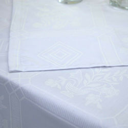 Palatex Ξενοδοχειακό Λευκό Σατέν Ζακάρ Τablecloth White 160x160cm