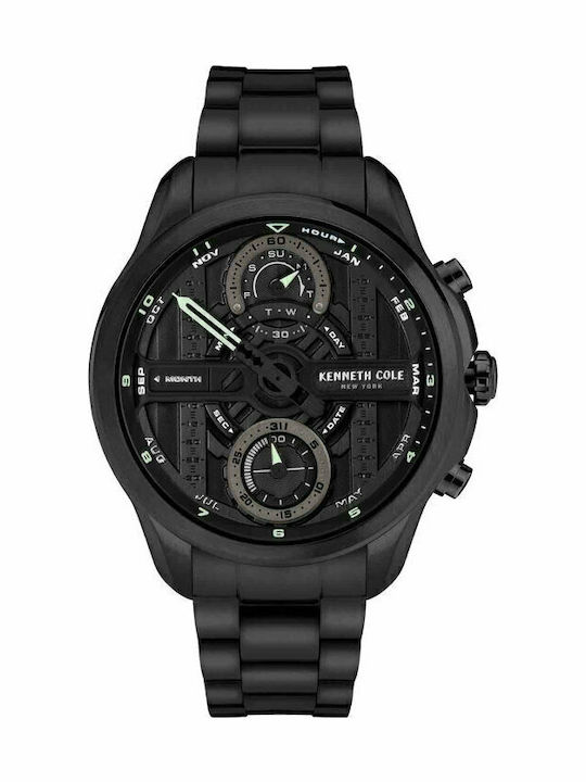 Kenneth Cole Modern Dress Ανδρικό Ρολόι 44mm Χρονογράφος Μπαταρίας με Μαύρο Μεταλλικό Μπρασελέ