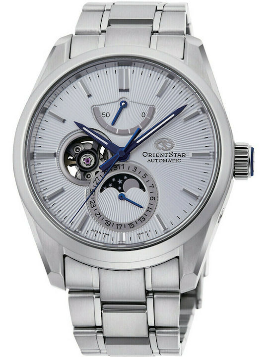 Orient Star Ανδρικό Ρολόι 41mm Χρονογράφος Αυτόματο με Ασημί Μεταλλικό Μπρασελέ