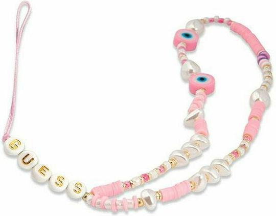 Guess Shell Beads Wrist Strap for Mobile Pink