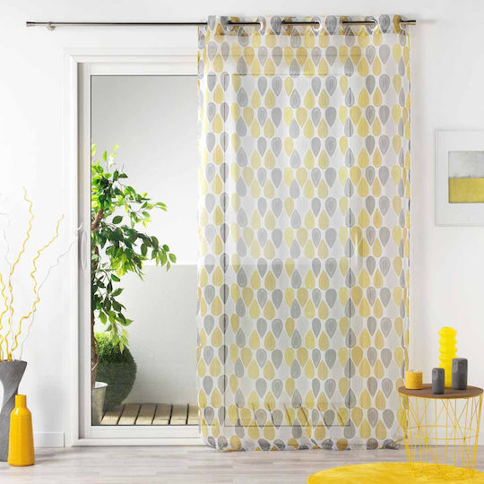 Curtain with Grommet L-C Palpito Voilage Jaune / Blanc 1626769 140x240cm